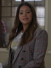 Gina Rodriguez Not Dead Yet Plaid Blazer