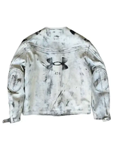 Gunna Paris Fashion Week 2026 Under Armour Vintage Moto Red and White Leather Jacket