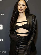 Cleopatra Coleman Infinity Pool Movie Event Leather Blazer