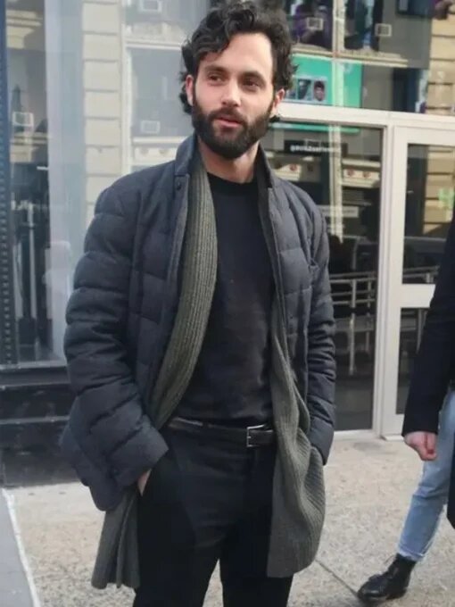 You S04 Penn Badgley Black Puffer Jacket