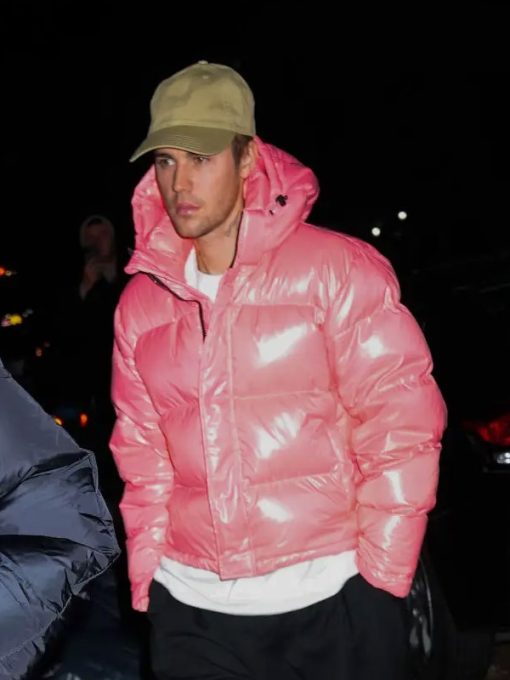 Justin Bieber Pink Puffer Jacket