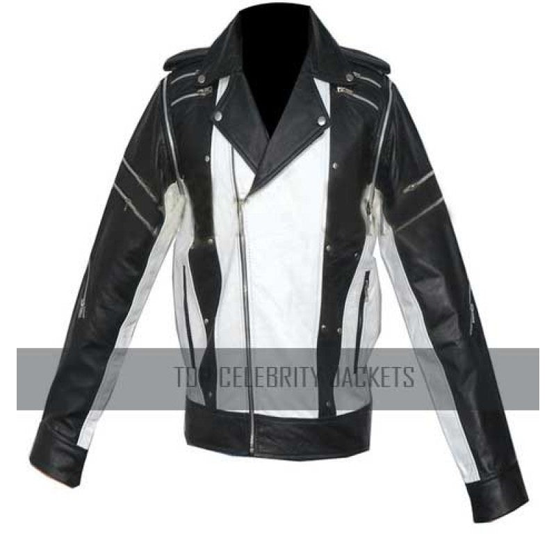Michael Jackson MJ Pepsi Commercial Ad Black White Vintage Men's Leather Jacket