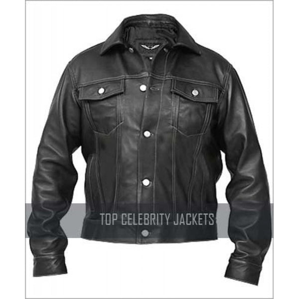 Men's Windy Denim Slim Fit Black Fine Quality Biker Leather Jacket New for Rider