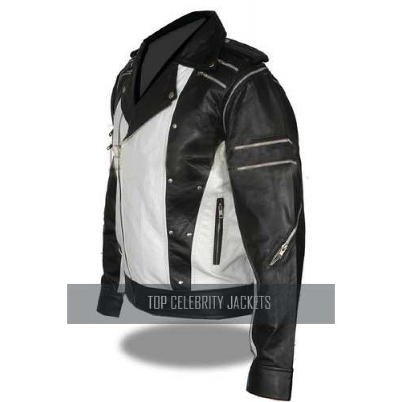 Michael Jackson MJ Pepsi Commercial Ad Black White Vintage Men's Leather Jacket