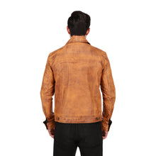 Mens Black Brown Real Lambskin Leather Trucker Jacket