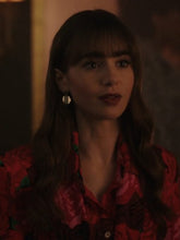 Emily In Paris S03 Emily Cooper Red Rose Printed Blazer