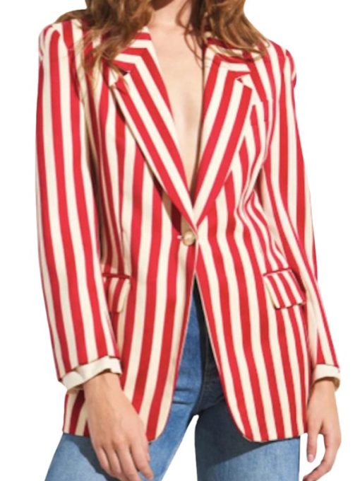 Emily In Paris S04 Emily Cooper Red & White Striped Blazer