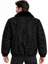 Luxury Black Persian Lamb Fur Bomber Jacket