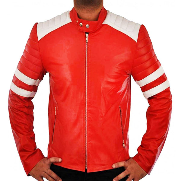 Men's Biker Fight Club HYBRID Mayhem Tyler Durden Motorcycle Leather Jackets