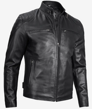 Men's Black Lambskin Leather Cafe Racer Jacket
