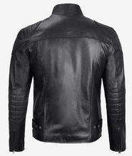 Men's Black Lambskin Leather Cafe Racer Jacket