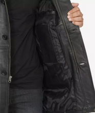 Men's Tall Black Leather Car Coat – 3/4 Length Jacket