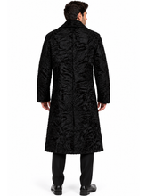Men’s Black Persian Lamb Fur Long Coat with Premium Mink Collar
