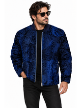 Men’s Blue Fur Jacket Persian Lamb Bomber