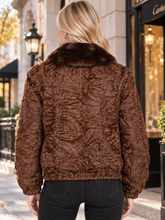 Men’s Brown Lamb Fur Bomber Jacket
