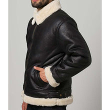 Mens Black Aviator Shearling Jacket