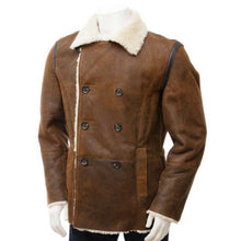 Mens Distressed Brown Double Breasted Coat