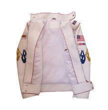 Ricky Bobby Wonder White Racing Leather Jacket