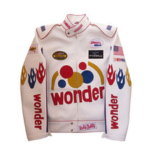 Ricky Bobby Wonder White Racing Leather Jacket