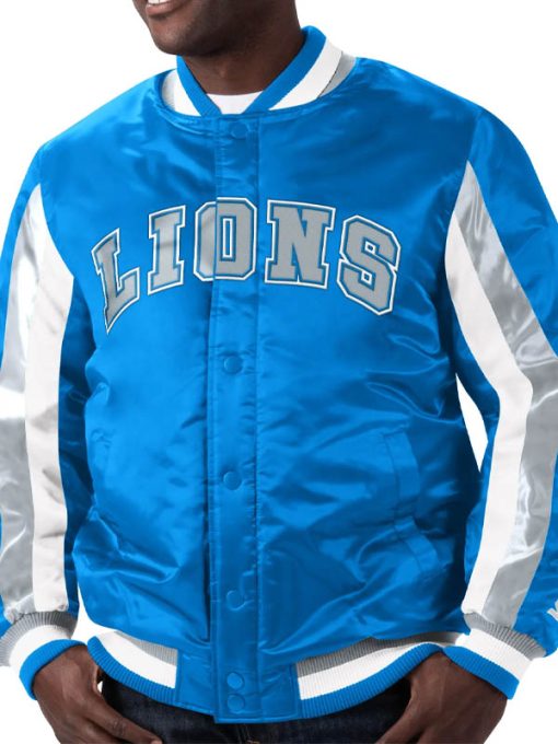 Mens Stripe Detroit Lions Starter Blue Jacket