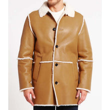 Mens Tan Brown Shearling Car Coat