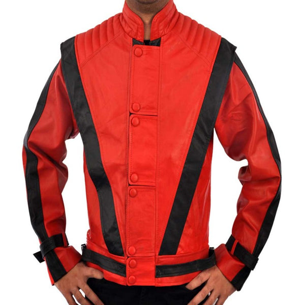 Michael Jackson Thriller Red Black Leather Jacket