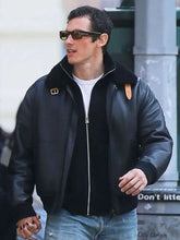 NYC 2026 Callum Turner Black Bomber Leather Jacket
