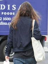 Keira Knightley Navy Blue Bomber Jacket