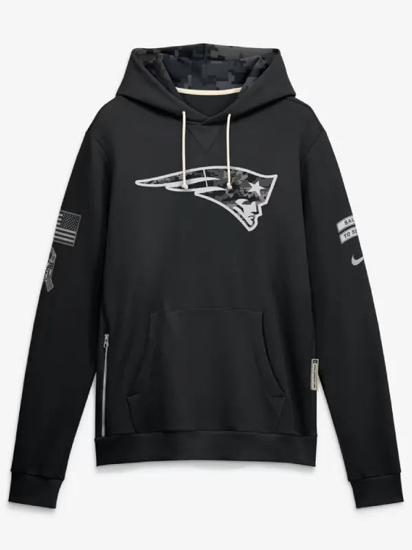 Black-New-England-Patriots-fleece-hoodie-front-view