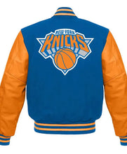 New York Knicks Blue And Orange Varsity Jacket