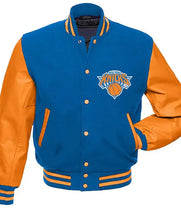 New York Knicks Blue And Orange Varsity Jacket