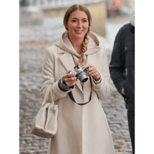 A Paris Proposal 2023 Alexa PenaVega White Long Coat