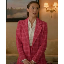 A Paris Proposal 2023 Alexa Pink Plaid Coat