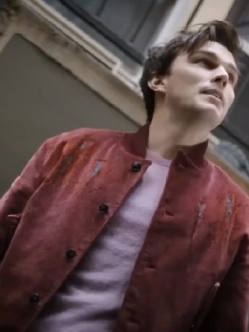 Nicholas Hoult Renfield 2023 Maroon Bomber Jacket