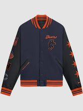 Front-view-of-the-Chicago-Bears-navy-blue-varsity-jacket