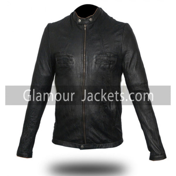 Oblow Zac Efron 17 Again Wrinkled Washed Fine Quality Men's Leather Jacket