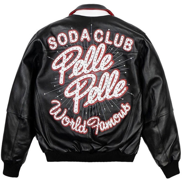Pelle Pelle World Famous Soda Club Leather Varsity Jacket
