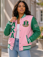 Pink Alpha Kappa Varsity Jacket Classic Letterman Baseball