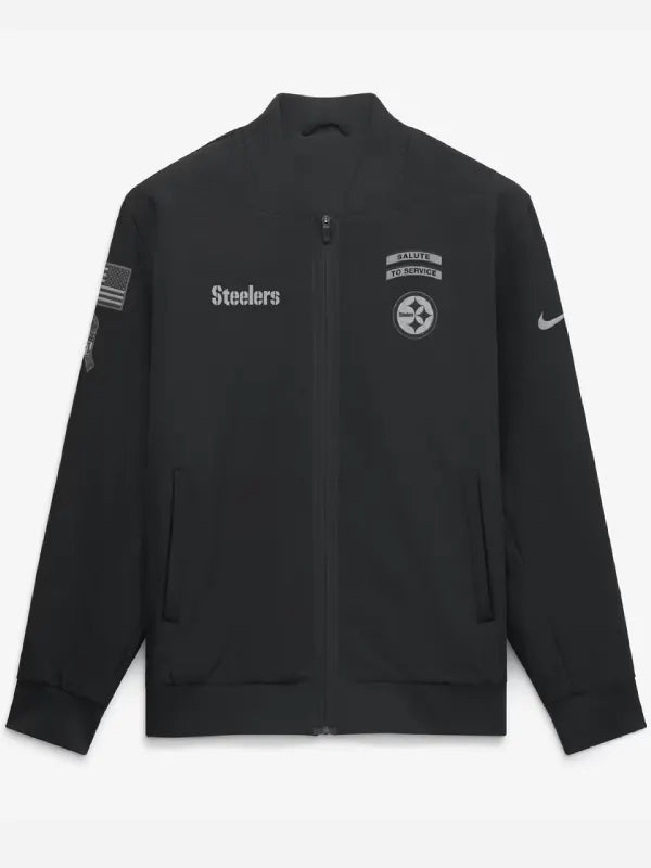 Black-Pittsburgh-Steelers-bomber-jacket-front-view