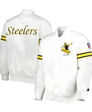 Pittsburgh Steelers White Satin Varsity Jacket