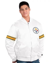 Pittsburgh Steelers White Satin Varsity Jacket