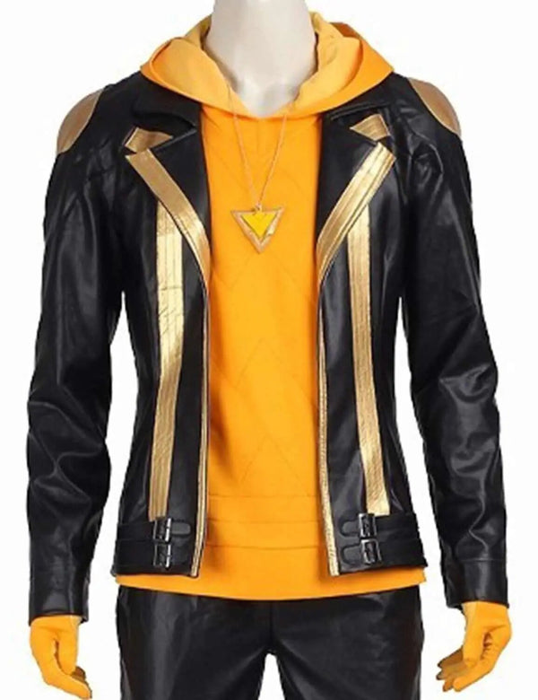 Pokemon Go Team Spark Black Gold Leather Jacket