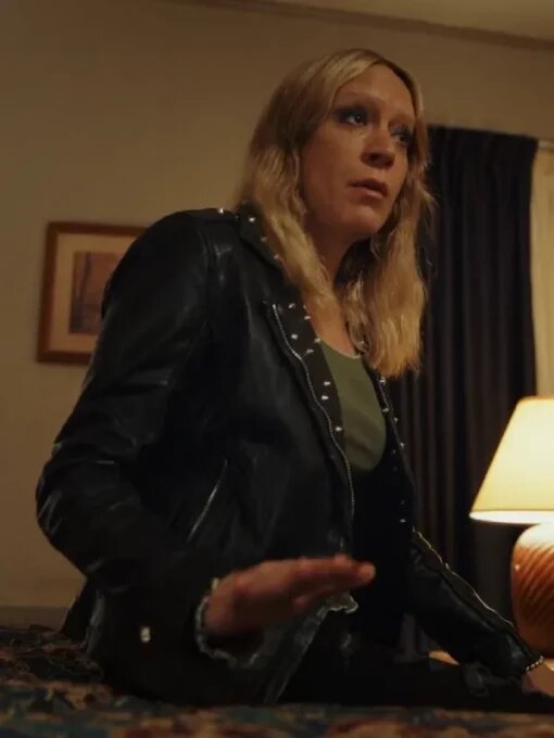 Poker Face 2023 Chloe Sevigny Black Leather Jacket