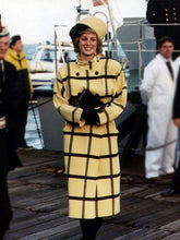 Princess Diana Yellow Long Checked Coat