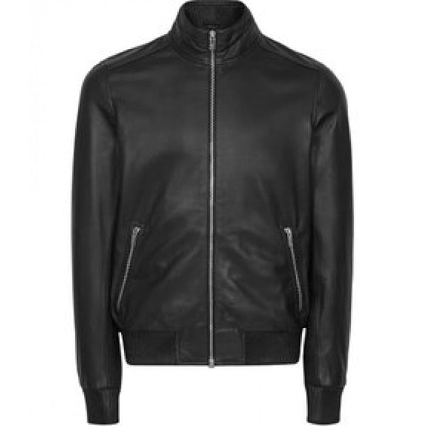 Pure Black Leather Jacket For Men