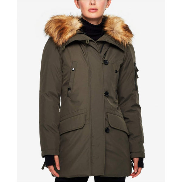 Faux-Fur-Trim Down Parka Jacket