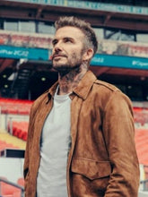 David Beckham Brown Save Our Squad Leather Jacket