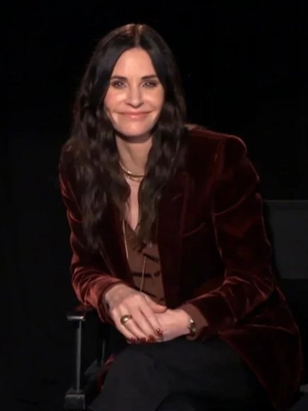 Courteney Cox Scream Brown Velvet Blazer Coat