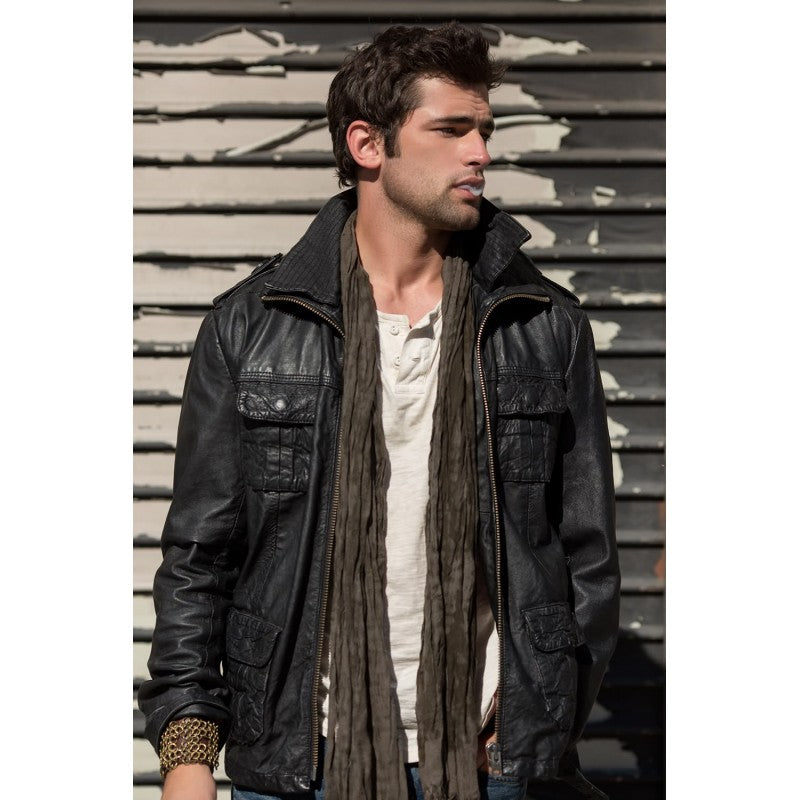 Sean O'Pry Black Stylish Leather Jacket