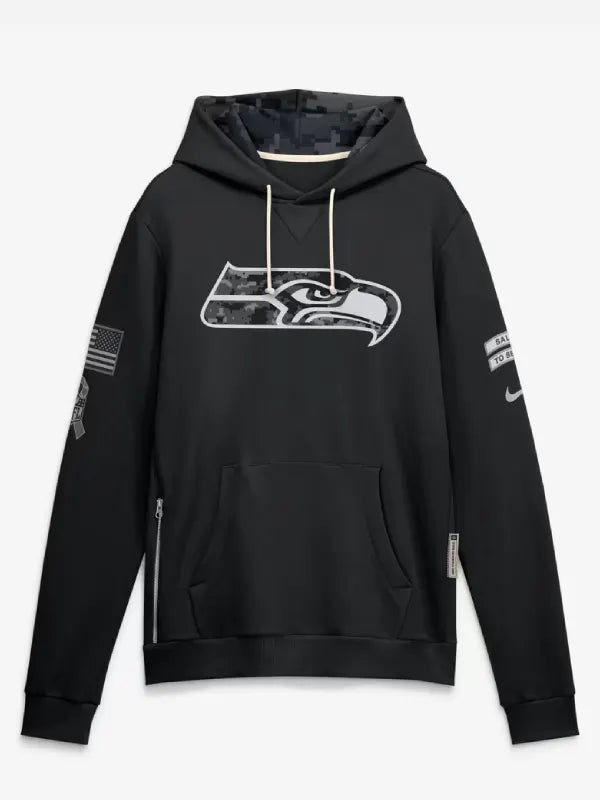 Black-Seattle-Seahawks-fleece-hoodie-Front-view
